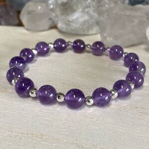 Amethyst Gemstone Stretchy Bracelet - 8mm